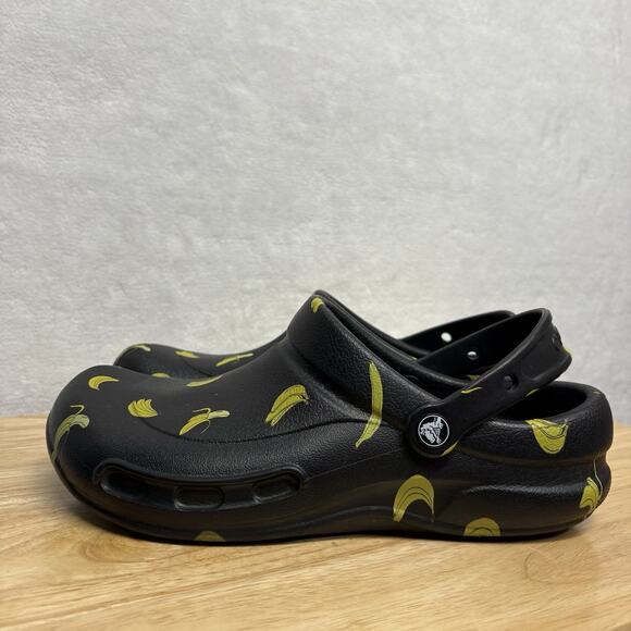 Crocs Bistro Clogs Banana Print Black Men’s Size 9 Women’s Size 11 - Picture 1 of 12